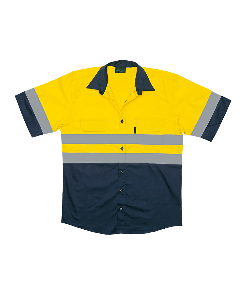Hi-Vis Two Tone Vented Short Sleeve Work Shirt (6137-CO)