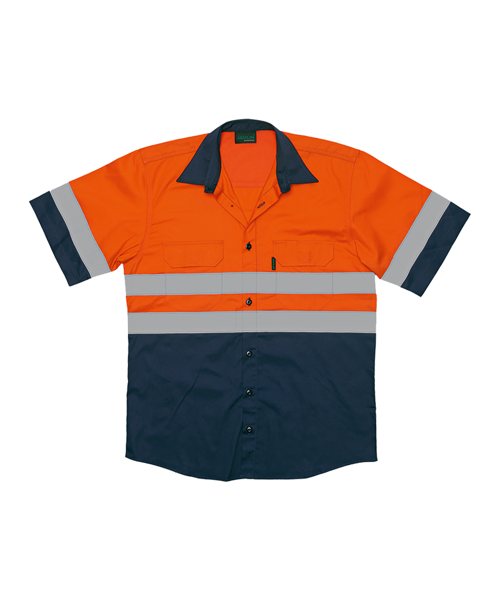 Hi-Vis Two Tone Vented Short Sleeve Work Shirt (6137-CO) - Image 3